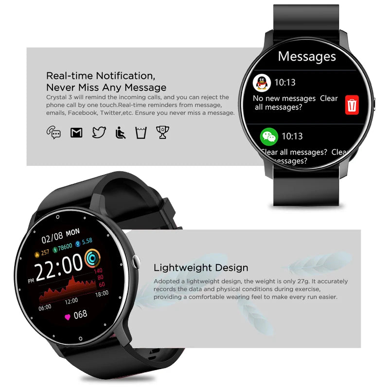 2025 New Smart Watch Men Full Touch Screen Sport Fitness Watch IP67 Waterproof Bluetooth for Android Ios Smartwatch Men+Box
